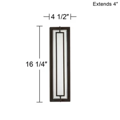 Possini Euro Design Belfonte Modern Outdoor Wall Light Fixtures Set Of 2 Bronze Rectangular Frame LED 16 1/4" White Glass For Post Exterior -Possini Euro Design Sales GUEST 8849b040 6aa1 455d b22e 776421c2a42c
