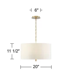 Possini Euro Design Warm Gold Pendant Chandelier 20" Wide Modern White Linen Drum Shade 4-Light Fixture For Dining Room Foyer Kitchen Island Entryway -Possini Euro Design Sales GUEST 8880d132 e918 422c b5f2 7062170d53c6