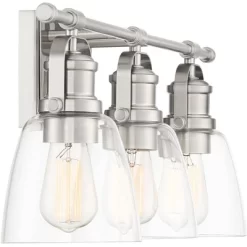 Possini Euro Design Kalen Modern Wall Light Brushed Nickel Hardwire 23 1/2" 3-Light Fixture Clear Glass Shade For Bedroom Bathroom Vanity Reading -Possini Euro Design Sales GUEST 888d1700 782f 4b7f b521 23a4becfcf86