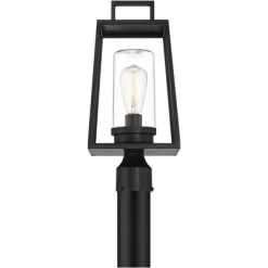 Possini Euro Design Jersey 17 1/2" High Modern Outdoor Post Light Fixture Pole Porch House Exterior Weatherproof Matte Black Metal Clear Glass Shade -Possini Euro Design Sales GUEST 888efb90 4be1 40a1 bffe ac25ac7674cb