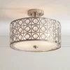 Possini Euro Design Saira Modern Ceiling Light Semi Flush Mount Fixture 16" Wide Brushed Nickel Crystal Organza Drum Shade For Bedroom Kitchen Hallway