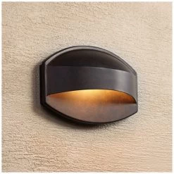 Possini Euro Design Xane Modern Industrial Outdoor Wall Light Fixture Bronze Dark Sky 7" For Post Exterior Barn Deck House Porch Yard Patio Outside
