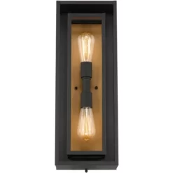 Possini Euro Design Metropolis Mid Century Modern Outdoor Wall Light Fixture Black Gold 22" Clear Glass For Post Exterior Barn Deck House Porch Yard -Possini Euro Design Sales GUEST 8a0113eb 1453 45de 8d80 a97013c8424d