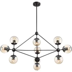 Possini Euro Design Gable Black Large Chandelier 41 1/2" Wide Mid Century Modern Cognac Glass Shade 10-Light Fixture For Dining Room Kitchen Island -Possini Euro Design Sales GUEST 8a6bba40 6b3a 4d3b b475 9df8060c2f89