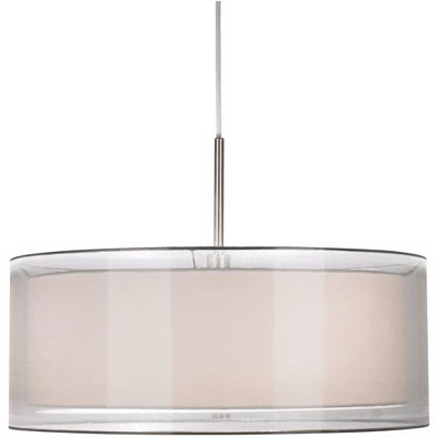 Possini Euro Design Brushed Nickel Pendant Chandelier 20" Wide Modern Organza Outer White Inner Shade 3-Light Fixture For Dining Room Kitchen Island 3 Possini Euro Design Brushed Nickel Pendant Chandelier 20" Wide Modern Organza Outer White Inner Shade 3-Light Fixture For Dining Room Kitchen Island - Image 3