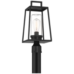 Possini Euro Design Jersey 17 1/2" High Modern Outdoor Post Light Fixture Pole Porch House Exterior Weatherproof Matte Black Metal Clear Glass Shade -Possini Euro Design Sales GUEST 8bd2b6cd d573 4884 91b9 682052b8f357