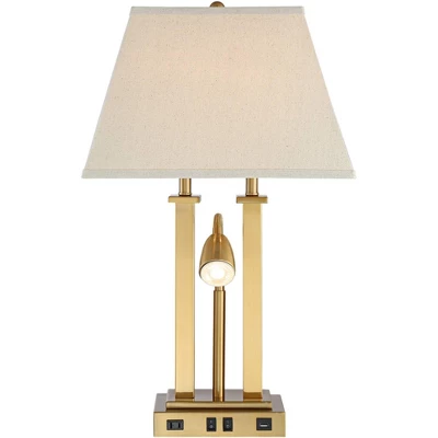 Possini Euro Design Possini Euro Deacon Brass Gooseneck Lamps With USB Port And Outlet Set Of 2 6 Possini Euro Design Possini Euro Deacon Brass Gooseneck Lamps With USB Port And Outlet Set Of 2 - Image 6