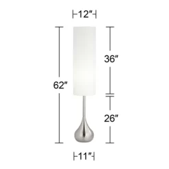 Possini Euro Design Mid Century Modern Floor Lamp 62" Tall Brushed Steel Droplet Cotton Cylinder Shade For Living Room Bedroom Office -Possini Euro Design Sales GUEST 8c740f3c 1ce7 463d b970 80f14ac2776e