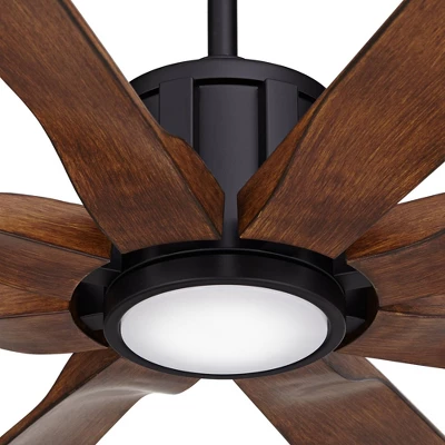 80" Possini Euro Design Defender Modern Indoor Outdoor Ceiling Fan With Dimmable LED Light Remote Matte Black Koa Damp Rated For Patio Exterior House 2 80" Possini Euro Design Defender Modern Indoor Outdoor Ceiling Fan With Dimmable LED Light Remote Matte Black Koa Damp Rated For Patio Exterior House - Image 2