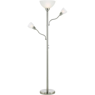 Possini Euro Design Alexei Modern Torchiere Floor Lamp With Side Lights 72" Tall Brushed Nickel White Crackle Glass For Living Room Reading Bedroom 5 Possini Euro Design Alexei Modern Torchiere Floor Lamp With Side Lights 72" Tall Brushed Nickel White Crackle Glass For Living Room Reading Bedroom - Image 5