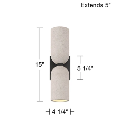 Possini Euro Design Possini Euro Amalfi 15" High Black And Cement 2-Light LED Wall Sconce 3 Possini Euro Design Possini Euro Amalfi 15" High Black And Cement 2-Light LED Wall Sconce - Image 3