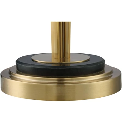 Possini Euro Design Palisade Modern Floor Lamp 64" Tall Satin Brass Metal Trimmed Fabric Tapered Drum Shade For Living Room Bedroom Office House Home 4 Possini Euro Design Palisade Modern Floor Lamp 64" Tall Satin Brass Metal Trimmed Fabric Tapered Drum Shade For Living Room Bedroom Office House Home - Image 4