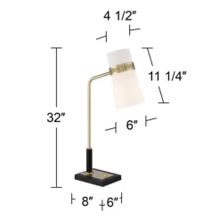 Possini Euro Design Cartwright Modern Mid Century Desk Lamp 32" Tall Antique Brass Black With USB Charging Port Linen Shade For Bedroom Living Room -Possini Euro Design Sales GUEST 907842c7 100a 405d bab5 13c69168e36e