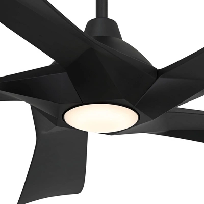 Possini Euro Design 60" Eloquent Modern Indoor Outdoor Ceiling Fan 5 Blade LED Light Remote Control Matte Black Finish Bedroom Patio Damp Rated 2 Possini Euro Design 60" Eloquent Modern Indoor Outdoor Ceiling Fan 5 Blade LED Light Remote Control Matte Black Finish Bedroom Patio Damp Rated - Image 2