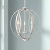 Possini Euro Design Spherical Brushed Nickel Pendant Chandelier 16" Wide Modern Orb 3-Light Fixture For Dining Room House Foyer Kitchen Island Bedroom