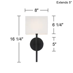 Possini Euro Design Favreau Modern Wall Light Sconces Set Of 2 Black Hardwire 8" Fixture Rectangular Linen Shade For Bedroom Reading Living Room House -Possini Euro Design Sales GUEST 9142b45c 0dd0 4792 8b41 a4b4e9197054