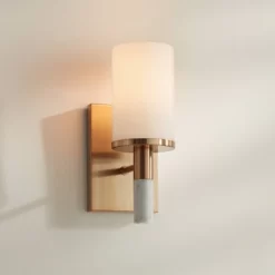 Possini Euro Design Possini Euro Lucius 11" High Soft Gold And White Marble Wall Sconce