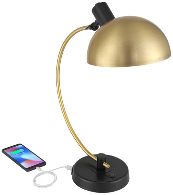 Possini Euro Design Modern Mid Century Desk Lamp 28 1/2" Tall Warm Gold Black With Dual USB Charging Ports For Bedroom Living Room Office Reading Home 2 Possini Euro Design Modern Mid Century Desk Lamp 28 1/2" Tall Warm Gold Black With Dual USB Charging Ports For Bedroom Living Room Office Reading Home - Image 2