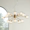 Possini Euro Design Spheres Antique Brass Chandelier 30" Wide Mid Century Modern Sputnik Glass Shade 15-Light Fixture For Dining Room Kitchen Island