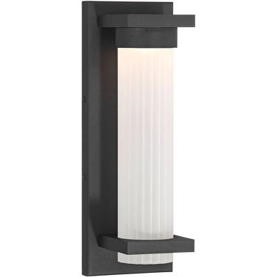 Possini Euro Design Kathleen 14" High Modern Outdoor Wall Light Fixture Mount Porch House Exterior Set Of 2 LED Bulb Sand Black Metal Glass Shade 5 Possini Euro Design Kathleen 14" High Modern Outdoor Wall Light Fixture Mount Porch House Exterior Set Of 2 LED Bulb Sand Black Metal Glass Shade - Image 5