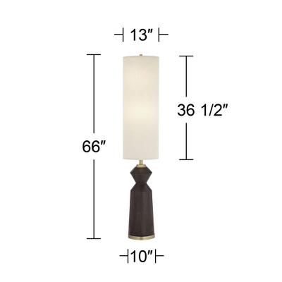 Possini Euro Design Taboo Mid Century Modern 66" Tall Standing Floor Lamp Sculpted Column Foot Switch Brown Faux Wood Finish Living Room Bedroom House 3 Possini Euro Design Taboo Mid Century Modern 66" Tall Standing Floor Lamp Sculpted Column Foot Switch Brown Faux Wood Finish Living Room Bedroom House - Image 3