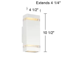 Possini Euro Design Modern Outdoor Wall Light Fixture White 2-Light Up Down 10 1/2" Clear Glass Inserts For Exterior Barn Deck House Porch Yard Patio -Possini Euro Design Sales GUEST 93246f31 ca6f 4cfd b8cb ca13881fbb65