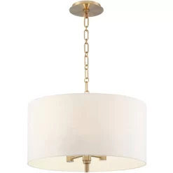 Possini Euro Design Warm Gold Pendant Chandelier 20" Wide Modern White Linen Drum Shade 4-Light Fixture For Dining Room Foyer Kitchen Island Entryway -Possini Euro Design Sales GUEST 932dc1ea 51d4 4076 8b0c 1f2352184a70