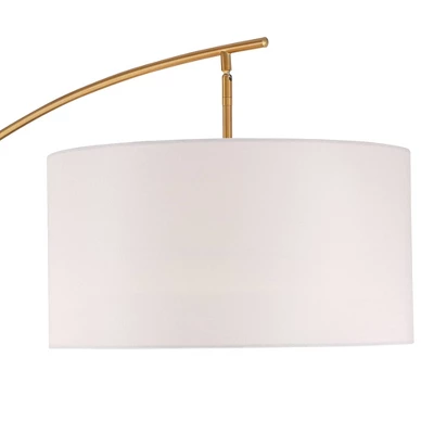 Possini Euro Design Raymond Modern Arc Floor Lamp 69" Tall Warm Gold Adjustable Boom Arm White Linen Drum Shade For Living Room Reading Office House 2 Possini Euro Design Raymond Modern Arc Floor Lamp 69" Tall Warm Gold Adjustable Boom Arm White Linen Drum Shade For Living Room Reading Office House - Image 2