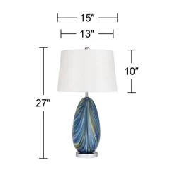 Possini Euro Design Pablo Modern Table Lamp 27" Tall Blue Art Glass White Tapered Drum Shade For Bedroom Living Room Bedside Nightstand Office Family -Possini Euro Design Sales GUEST 937ae9d5 2230 4261 983d 8a6f9e85fa52