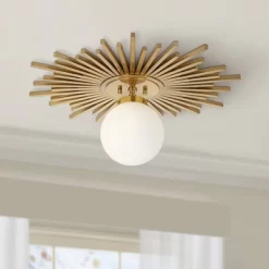 Possini Euro Design Hazel Modern Ceiling Light Semi Flush Mount Fixture 24" Wide Warm Brass White Globe Shade For Bedroom Kitchen Living Room Hallway 12 Possini Euro Design Hazel Modern Ceiling Light Semi Flush Mount Fixture 24" Wide Warm Brass White Globe Shade For Bedroom Kitchen Living Room Hallway -Possini Euro Design Sales GUEST 937faa9c a474 460e 97d2 cb24e8bfb570