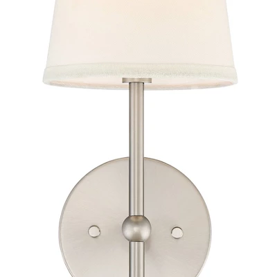 Possini Euro Design Elena Modern Wall Light Sconce Brushed Nickel Hardwire 6" High Fixture Cream Linen Shade For Bedroom Reading Living Room Hallway 2 Possini Euro Design Elena Modern Wall Light Sconce Brushed Nickel Hardwire 6" High Fixture Cream Linen Shade For Bedroom Reading Living Room Hallway - Image 2