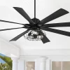 70" Possini Euro Design Modern Indoor Ceiling Fan With LED Light Remote Control Matte Black Cage For Living Room Kitchen House