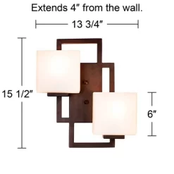 Possini Euro Design Modern Wall Light Bronze 15 1/2" Square Glass Sconce Fixture For Bathroom Side Of Mirror Hallway -Possini Euro Design Sales GUEST 953e6952 1997 443e 8159 67fab3ab59f9