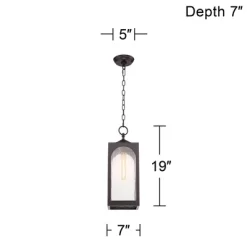Possini Euro Design Tyne Modern Industrial Outdoor Hanging Light Bronze 19" Seedy Glass Shade For Post Exterior Barn Deck House Porch Yard Patio Home -Possini Euro Design Sales GUEST 963626fc 88b2 47d9 9639 0195ea027bf2