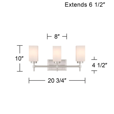 Possini Euro Design Possini Euro Salo 20 3/4" Wide Brushed Nickel 3-Light Bath Light 3 Possini Euro Design Possini Euro Salo 20 3/4" Wide Brushed Nickel 3-Light Bath Light - Image 3
