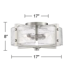 Possini Euro Design Prane Modern Industrial Ceiling Light Semi Flush Mount Fixture 17" Wide Brushed Nickel 4-Light Warped Glass For Bedroom Kitchen -Possini Euro Design Sales GUEST 968afca0 1c02 432c 9354 62d2a6a517c1