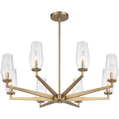 Possini Euro Design Byzantium Warm Gold Chandelier 35" Wide Modern Clear Glass Shade 8-Light Fixture For Dining Room Foyer Kitchen Island Entryway 5 Possini Euro Design Byzantium Warm Gold Chandelier 35" Wide Modern Clear Glass Shade 8-Light Fixture For Dining Room Foyer Kitchen Island Entryway - Image 5