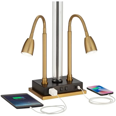 Possini Euro Design Griffin Modern Gooseneck Desk Lamp 31" Tall Gold With USB Charging Port Black Metal Rectangular Shade For Bedroom Living Room Kids 3 Possini Euro Design Griffin Modern Gooseneck Desk Lamp 31" Tall Gold With USB Charging Port Black Metal Rectangular Shade For Bedroom Living Room Kids - Image 3