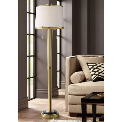 Possini Euro Design Palisade Modern Floor Lamp 64" Tall Satin Brass Metal Trimmed Fabric Tapered Drum Shade For Living Room Bedroom Office House Home 1 Possini Euro Design Palisade Modern Floor Lamp 64" Tall Satin Brass Metal Trimmed Fabric Tapered Drum Shade For Living Room Bedroom Office House Home