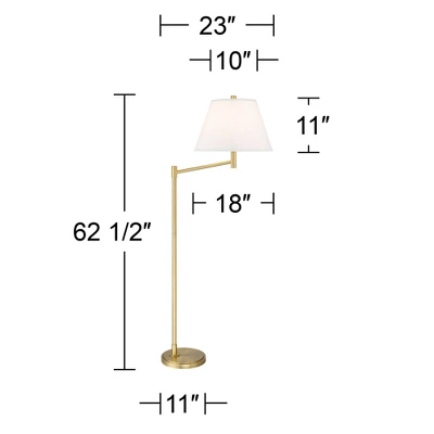 Possini Euro Design Modern Arc Floor Lamp Standing 62 1/2" Tall Warm Gold Offset Arm White Linen Drum Shade For Living Room Reading Family Bedroom 7 Possini Euro Design Modern Arc Floor Lamp Standing 62 1/2" Tall Warm Gold Offset Arm White Linen Drum Shade For Living Room Reading Family Bedroom - Image 7