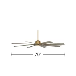 70" Possini Euro Design Defender Modern Indoor Outdoor Ceiling Fan With Dimmable LED Light Remote Control Soft Brass Oak Damp Rated For Patio Exterior -Possini Euro Design Sales GUEST 97c13c59 73f1 4003 85ee 33150fb2e34b