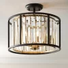 Possini Euro Design Milne Modern Ceiling Light Semi Flush Mount Fixture 14" Wide Bronze Brass 3-Light Clear Crystal For Bedroom Kitchen Living Room