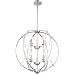 Possini Euro Design Spherical Brushed Nickel Large Chandelier 24" Wide Modern 6-Light Fixture For Dining Room House Foyer Kitchen Island Entryway Home -Possini Euro Design Sales GUEST 99270896 2f9d 421d ad3d d6863d64a567