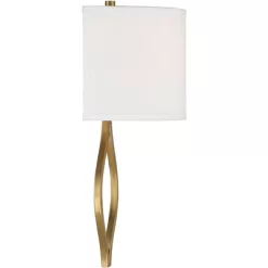 Possini Euro Design Modern Wall Light Sconce Warm Brass Hardwired 19 1/2" High Fixture Half Moon Linen Shade For Bedroom Living Room -Possini Euro Design Sales GUEST 998cc552 9191 4d43 885a 124ec822d134