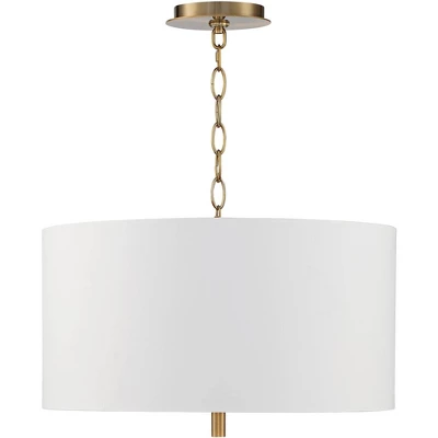 Possini Euro Design Rochelle Brass Pendant Chandelier 20" Wide Modern White Outer Gold Inner Drum Shade 4-Light Fixture For Dining Room Kitchen Island 5 Possini Euro Design Rochelle Brass Pendant Chandelier 20" Wide Modern White Outer Gold Inner Drum Shade 4-Light Fixture For Dining Room Kitchen Island - Image 5