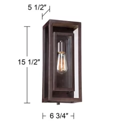Possini Euro Design Modern Industrial Farmhouse Rustic Outdoor Wall Light Fixture Bronze 15 1/2" Clear Glass For Exterior Barn Deck House Porch Yard -Possini Euro Design Sales GUEST 99cde3c7 c506 4a99 9094 1dd56da860cf 1