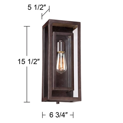 Possini Euro Design Rustic Industrial Farmhouse Outdoor Wall Light Fixtures Set Of 2 Bronze 15 1/2" Clear Glass For Exterior Barn Deck House Porch 7 Possini Euro Design Rustic Industrial Farmhouse Outdoor Wall Light Fixtures Set Of 2 Bronze 15 1/2" Clear Glass For Exterior Barn Deck House Porch - Image 7