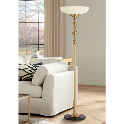 Possini Euro Design Summit Light Blaster Modern Torchiere Floor Lamp 71" Tall Warm Gold Frosted Glass Shade For Living Room Bedroom Office House Home 1 Possini Euro Design Summit Light Blaster Modern Torchiere Floor Lamp 71" Tall Warm Gold Frosted Glass Shade For Living Room Bedroom Office House Home