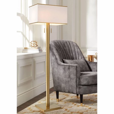 Possini Euro Design Bolivar Mid Century Modern 72" Tall Standing Floor Lamp Light Large Oversized 2-Light Pull Chain Metal Warm Gold Finish Bedroom 1 Possini Euro Design Bolivar Mid Century Modern 72" Tall Standing Floor Lamp Light Large Oversized 2-Light Pull Chain Metal Warm Gold Finish Bedroom