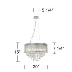 Possini Euro Design Jolie Chrome Chandelier Lighting 20" Wide Modern Crystal Silver Fabric Shade 7-Light Fixture For Dining Room House Kitchen Island -Possini Euro Design Sales GUEST 9b9479e9 d7fe 44b4 b5f0 e8d350d99c8e